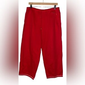 Lauren‎ Ralph Jean Red Crop Drawstring Cotton Jogger Pant Casual Work Size L NEW
